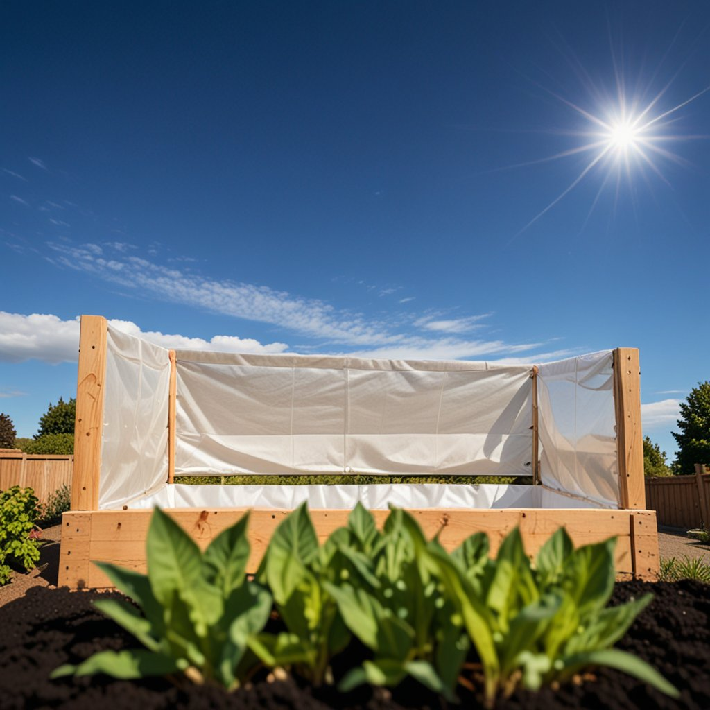 Line a raised garden bed in plastic garden liner.